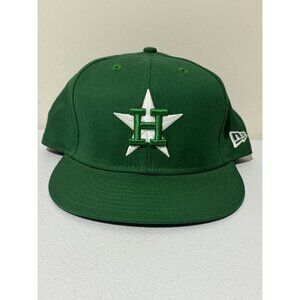 New Era 59Fifty Houston Astros Green Fitted Cap Size 7 3/8 MLB Logo Embroidered